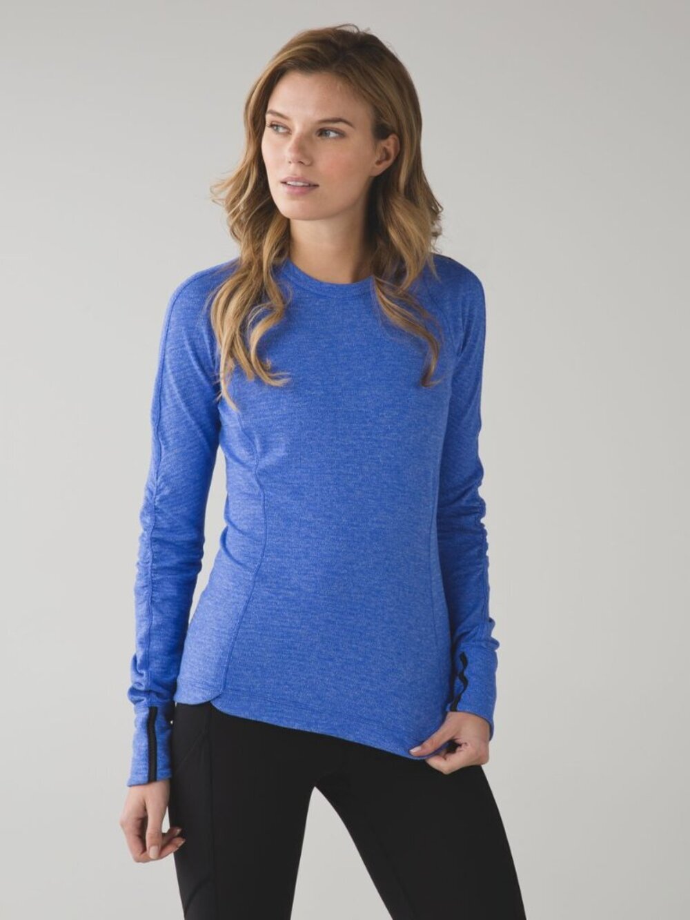 Lululemon Runderful women's long-sleeved running shirt top blue 6 athletic